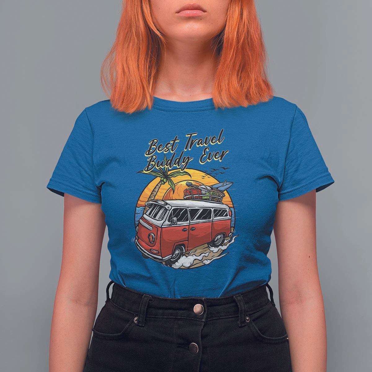 Best Travel Buddy Ever T Shirt For Women Vintage Beach Van Summer Vacation - Wonder Print Shop