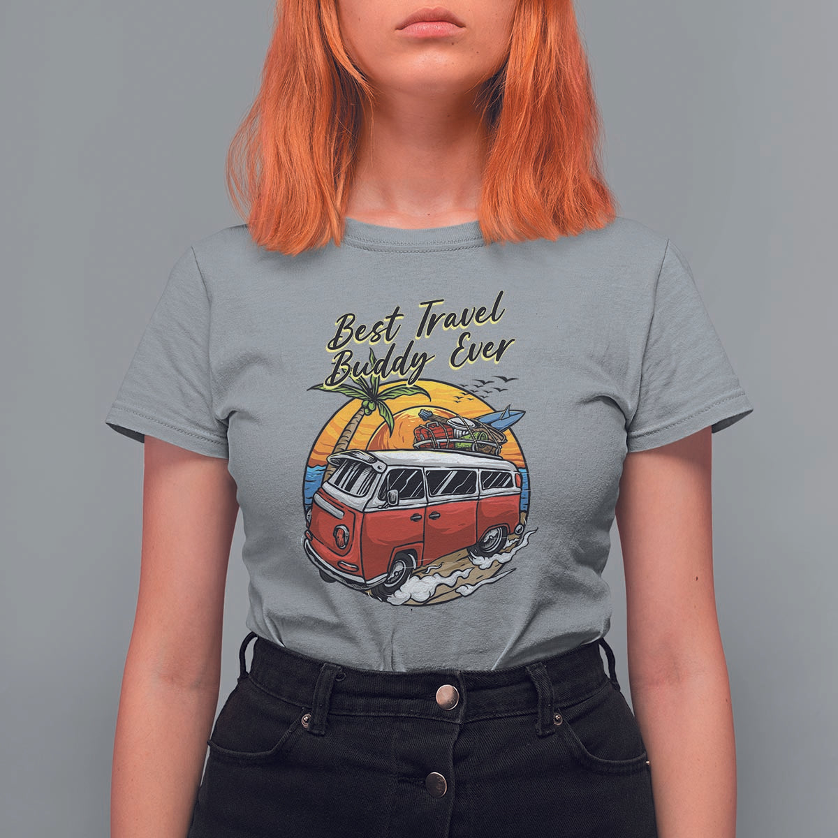 Best Travel Buddy Ever T Shirt For Women Vintage Beach Van Summer Vacation - Wonder Print Shop
