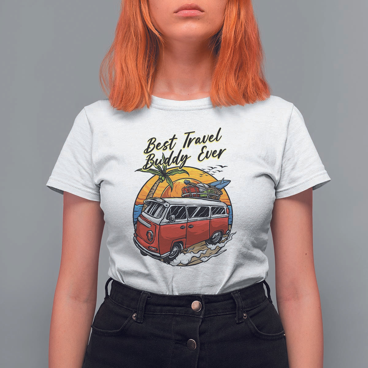 Best Travel Buddy Ever T Shirt For Women Vintage Beach Van Summer Vacation - Wonder Print Shop