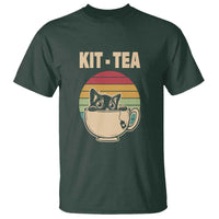 Funny Kitten T Shirt Kit Tea Pun Cute Black Cat Retro Tea Cup - Wonder Print Shop