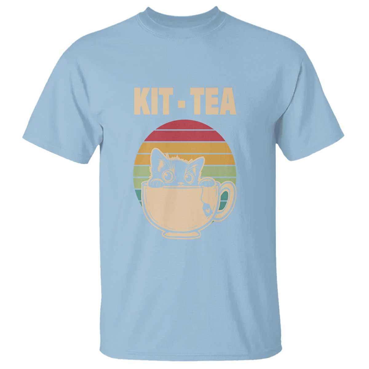 Funny Kitten T Shirt Kit Tea Pun Cute Black Cat Retro Tea Cup - Wonder Print Shop