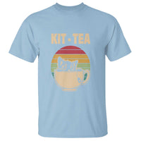 Funny Kitten T Shirt Kit Tea Pun Cute Black Cat Retro Tea Cup - Wonder Print Shop