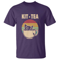Funny Kitten T Shirt Kit Tea Pun Cute Black Cat Retro Tea Cup - Wonder Print Shop