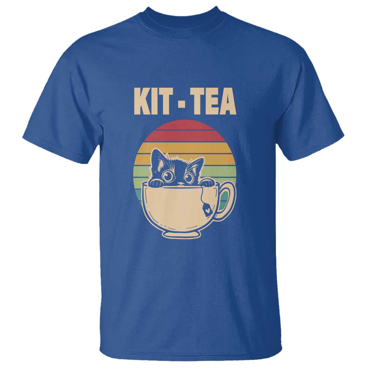 Funny Kitten T Shirt Kit Tea Pun Cute Black Cat Retro Tea Cup - Wonder Print Shop