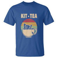 Funny Kitten T Shirt Kit Tea Pun Cute Black Cat Retro Tea Cup - Wonder Print Shop