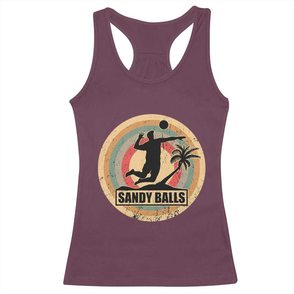 Beach Volleyball Racerback Tank Top Sandy Balls Team Player Volleyball Coach - Wonder Print Shop