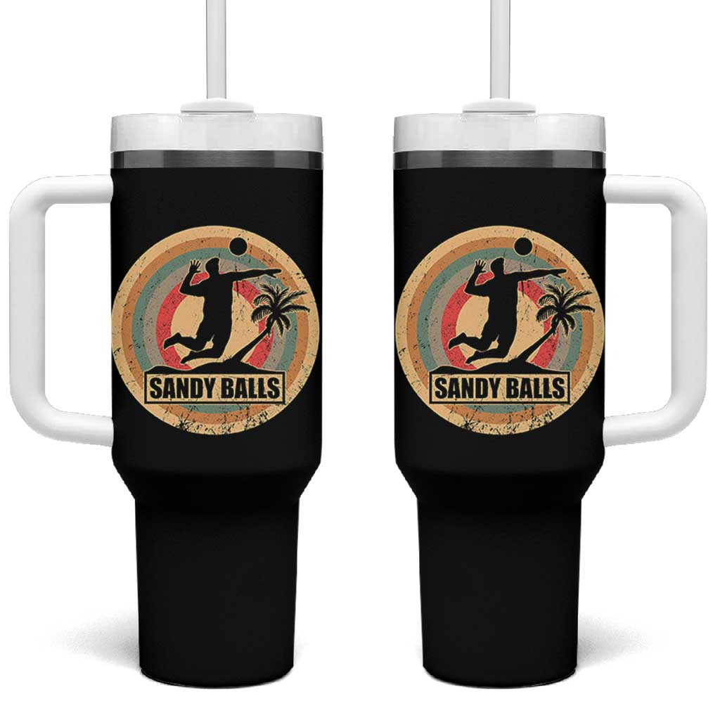 Beach Volleyball Tumbler With Handle Sandy Balls Team Player Volleyball Coach - Wonder Print Shop