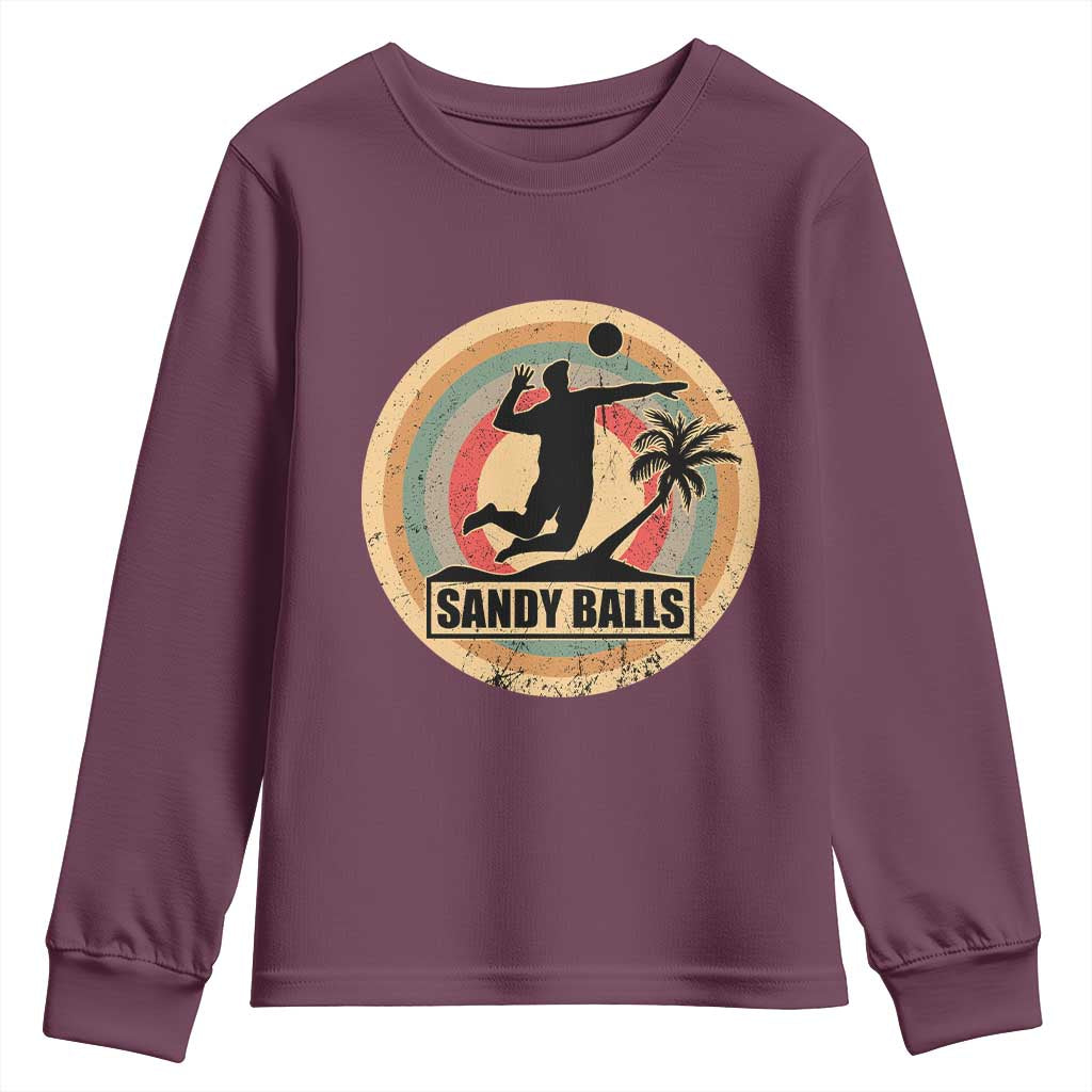 Beach Volleyball Youth Sweatshirt Sandy Balls Team Player Volleyball Coach - Wonder Print Shop