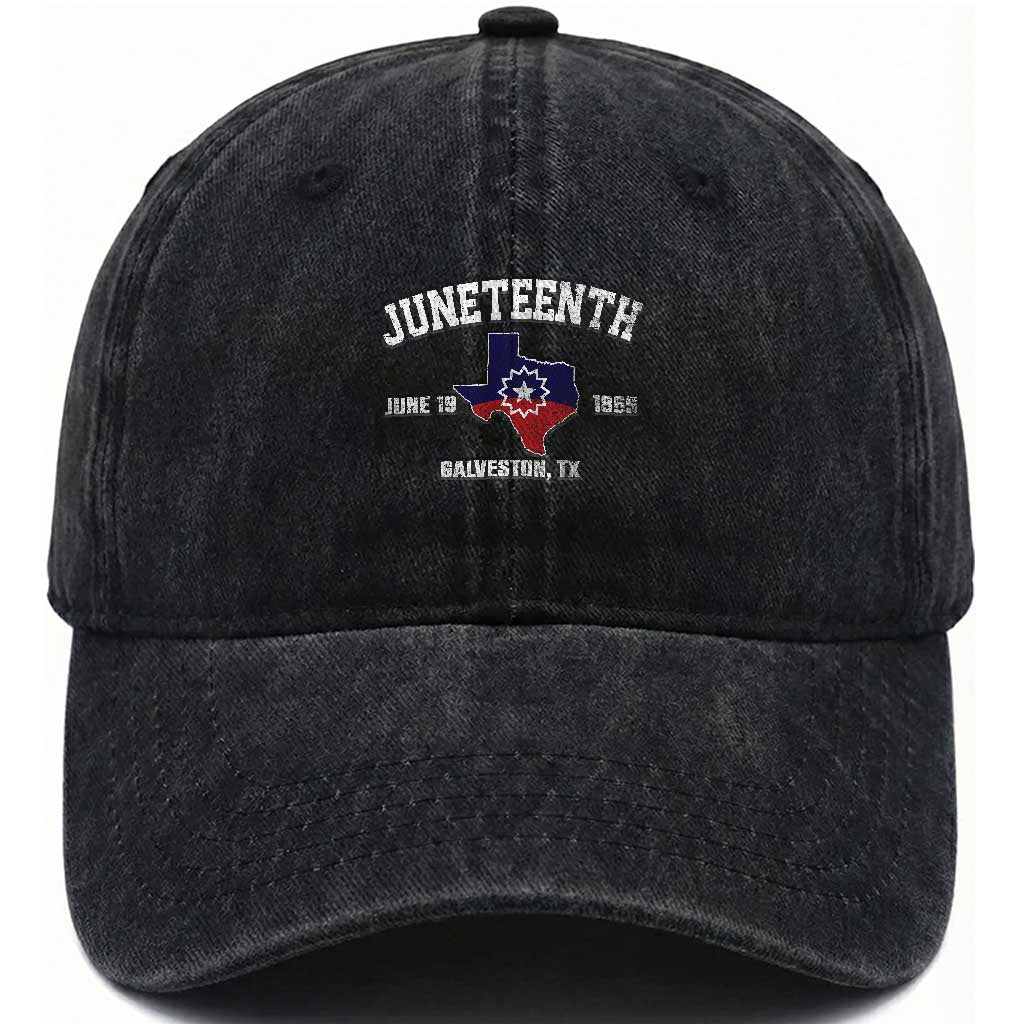 Juneteenth Galveston Texas Washed Cotton Baseball Cap Juneteenth Flag African American History