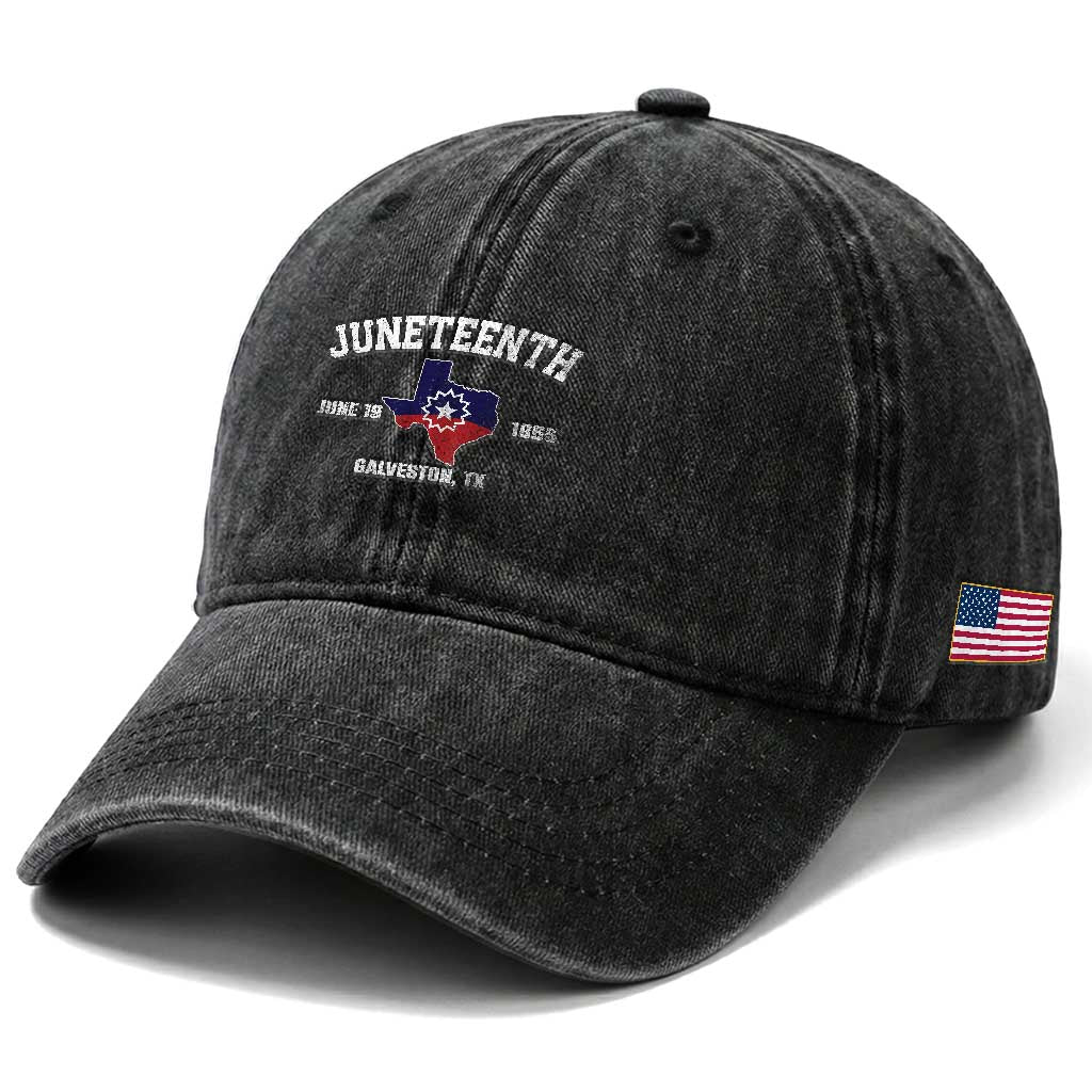 Juneteenth Galveston Texas Washed Cotton Baseball Cap Juneteenth Flag African American History