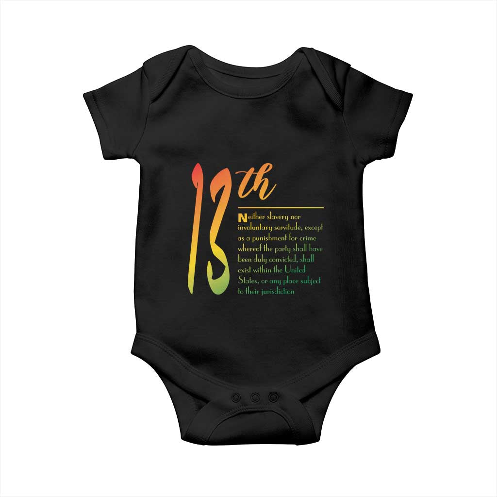 13th Amendment of U.S. Constitution Baby Onesie Juneteenth Black History