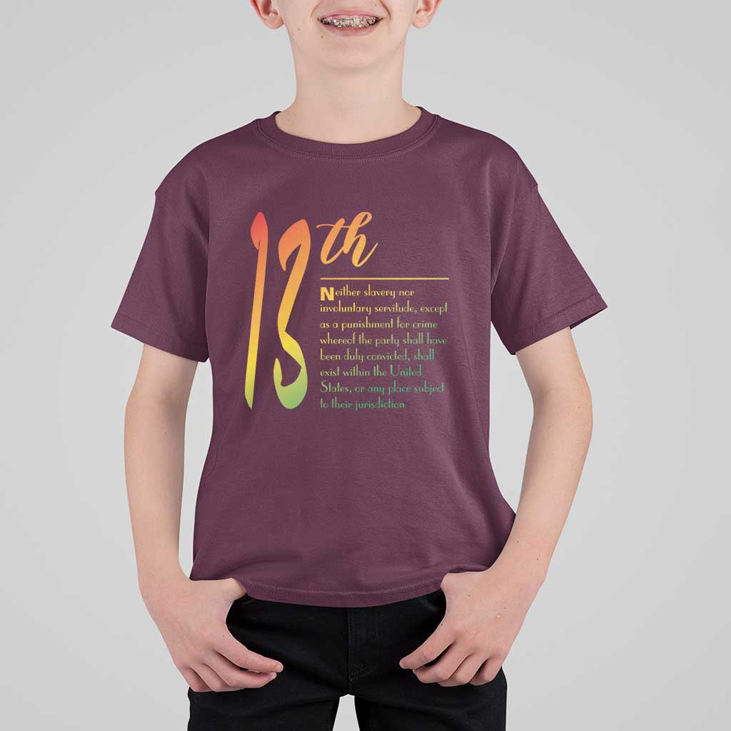 13th Amendment of U.S. Constitution T Shirt For Kid Juneteenth Black History