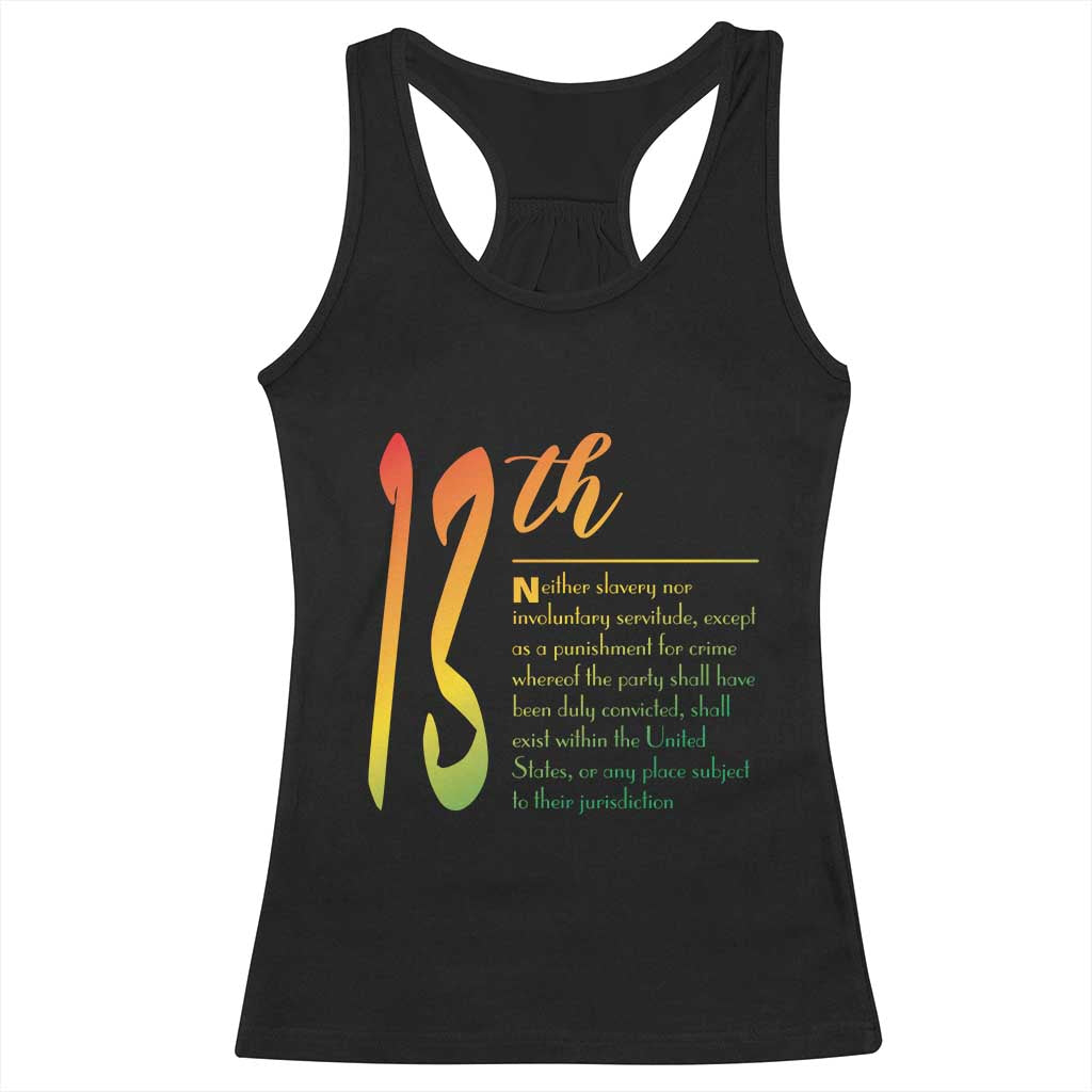 13th Amendment of U.S. Constitution Racerback Tank Top Juneteenth Black History