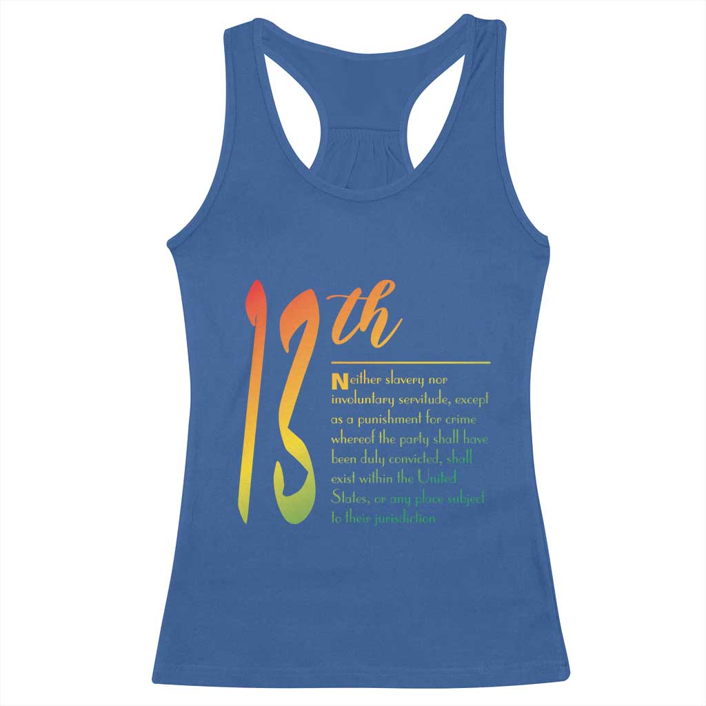 13th Amendment of U.S. Constitution Racerback Tank Top Juneteenth Black History