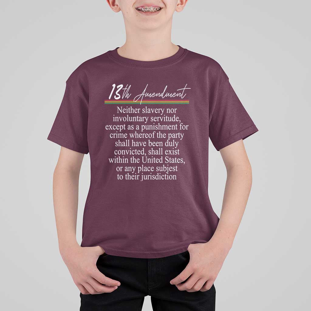 13th Amendment of U.S. Constitution T Shirt For Kid Juneteenth 1865 Black History