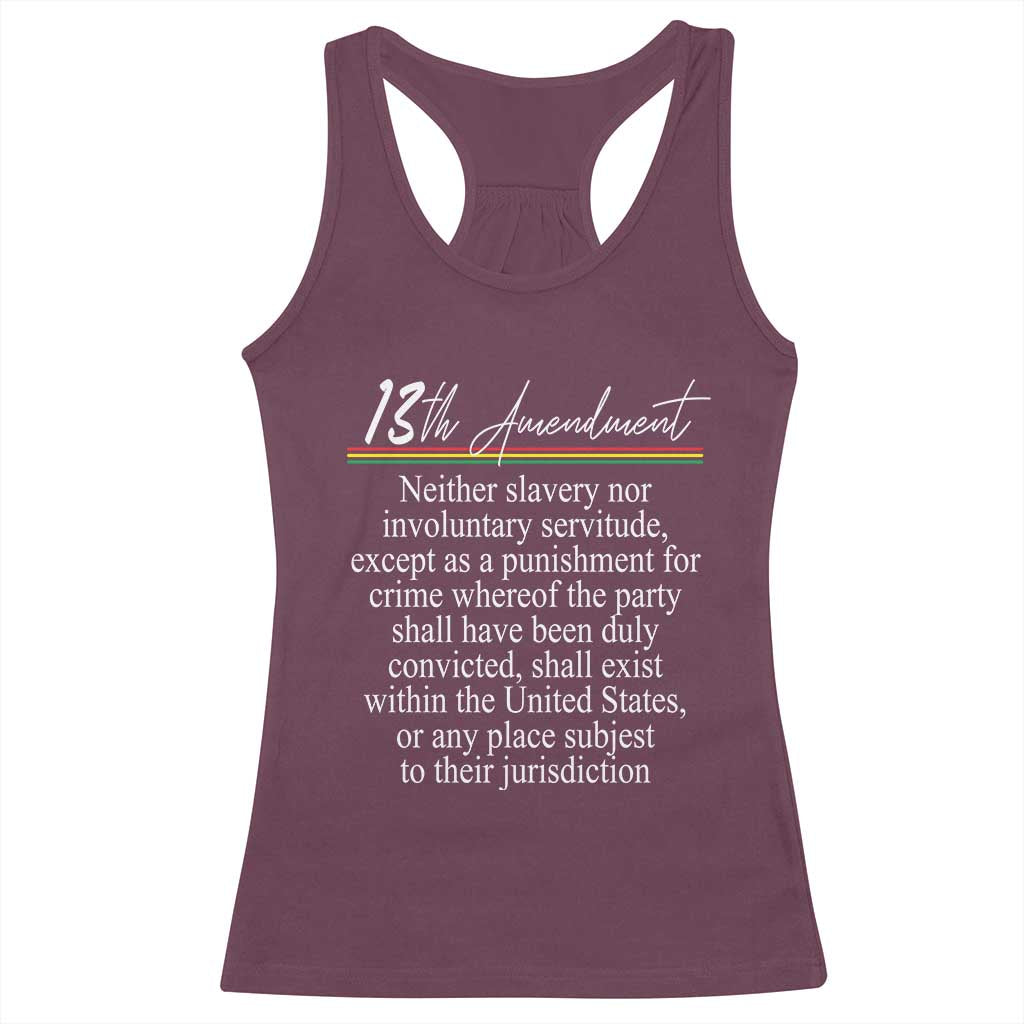 13th Amendment of U.S. Constitution Racerback Tank Top Juneteenth 1865 Black History