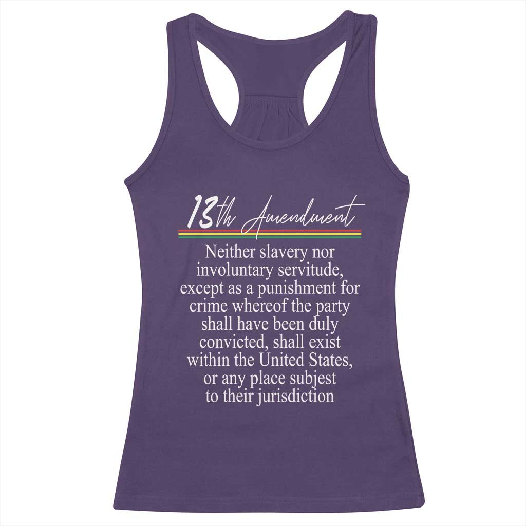13th Amendment of U.S. Constitution Racerback Tank Top Juneteenth 1865 Black History