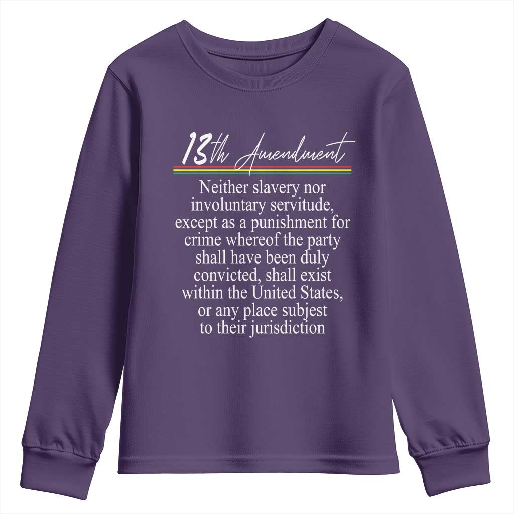 13th Amendment of U.S. Constitution Youth Sweatshirt Juneteenth 1865 Black History