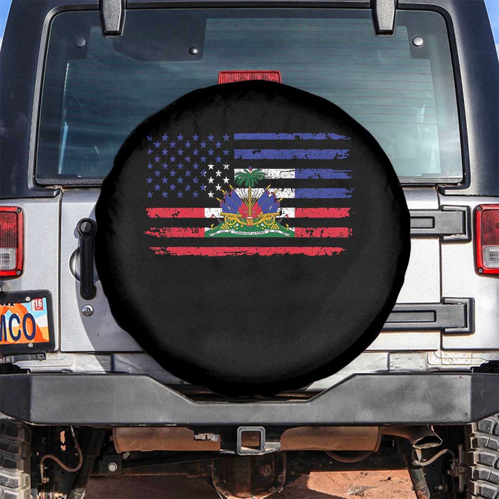 American Haitian Haiti USA Flag Spare Tire Cover