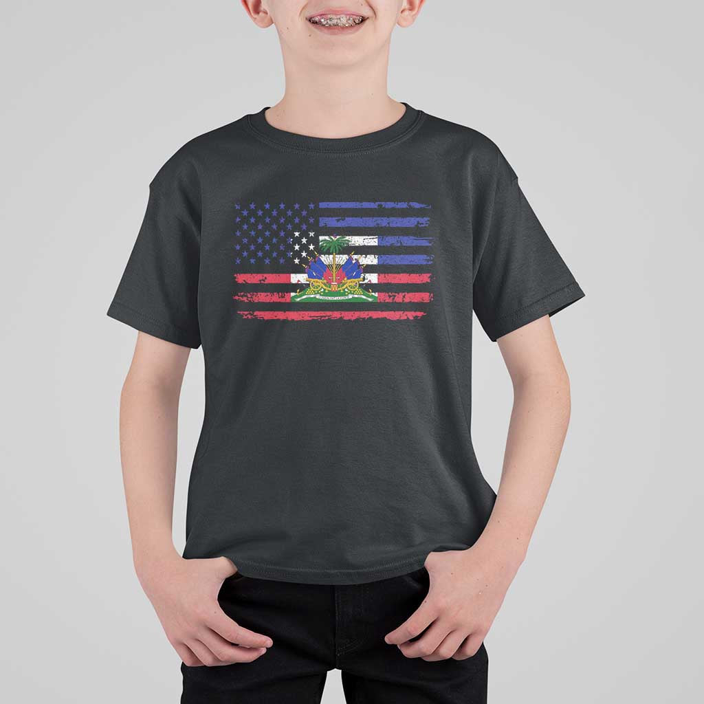 American Haitian Haiti USA Flag T Shirt For Kid