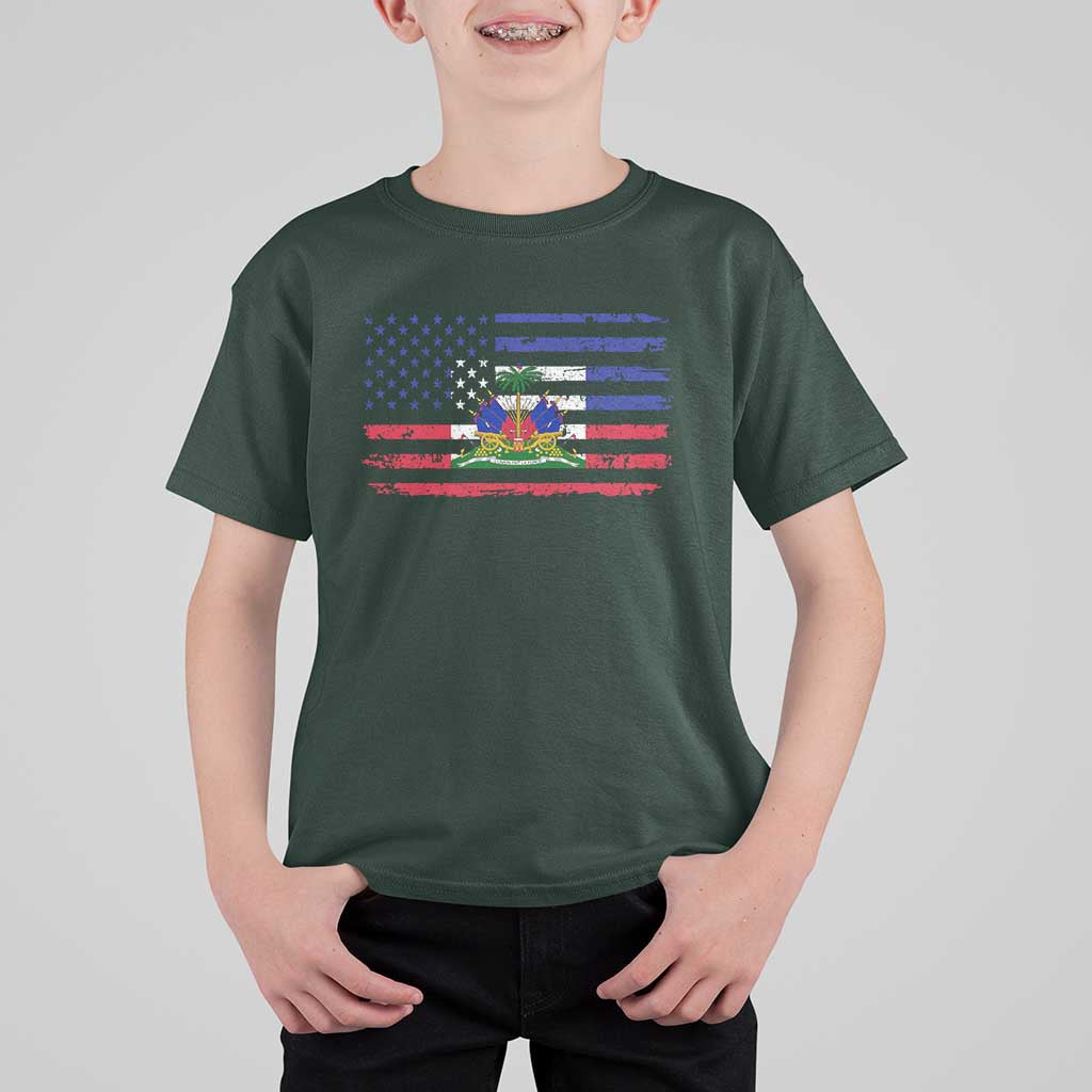 American Haitian Haiti USA Flag T Shirt For Kid