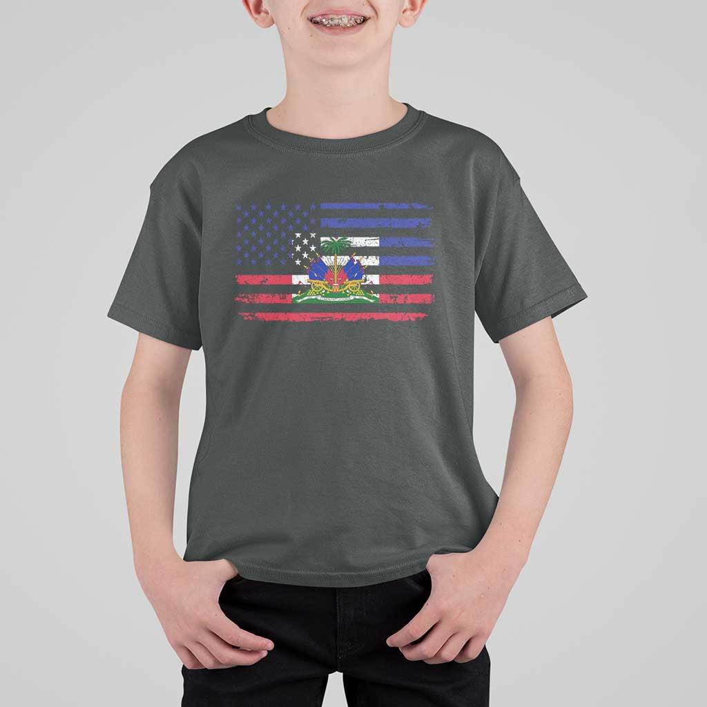American Haitian Haiti USA Flag T Shirt For Kid