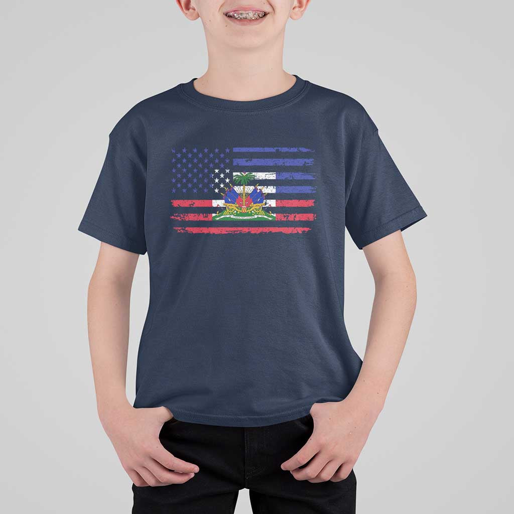 American Haitian Haiti USA Flag T Shirt For Kid