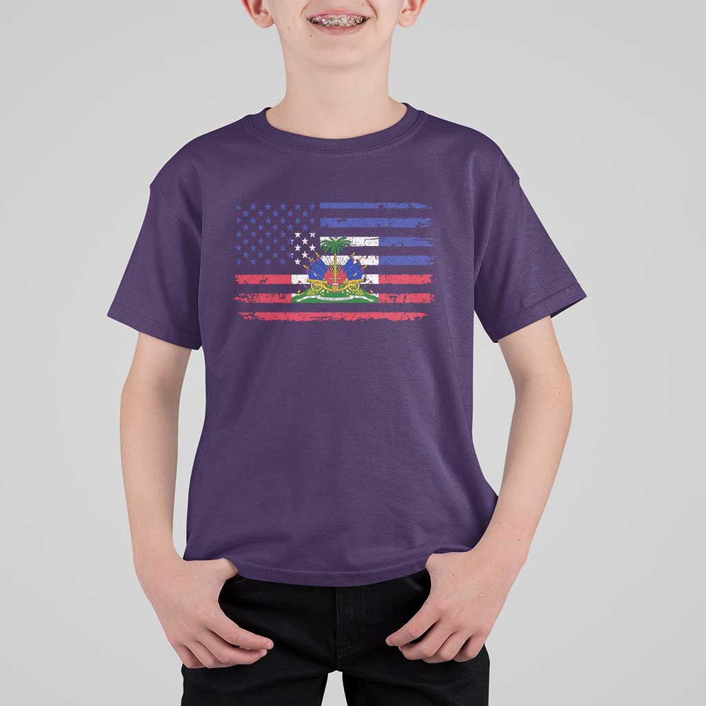 American Haitian Haiti USA Flag T Shirt For Kid