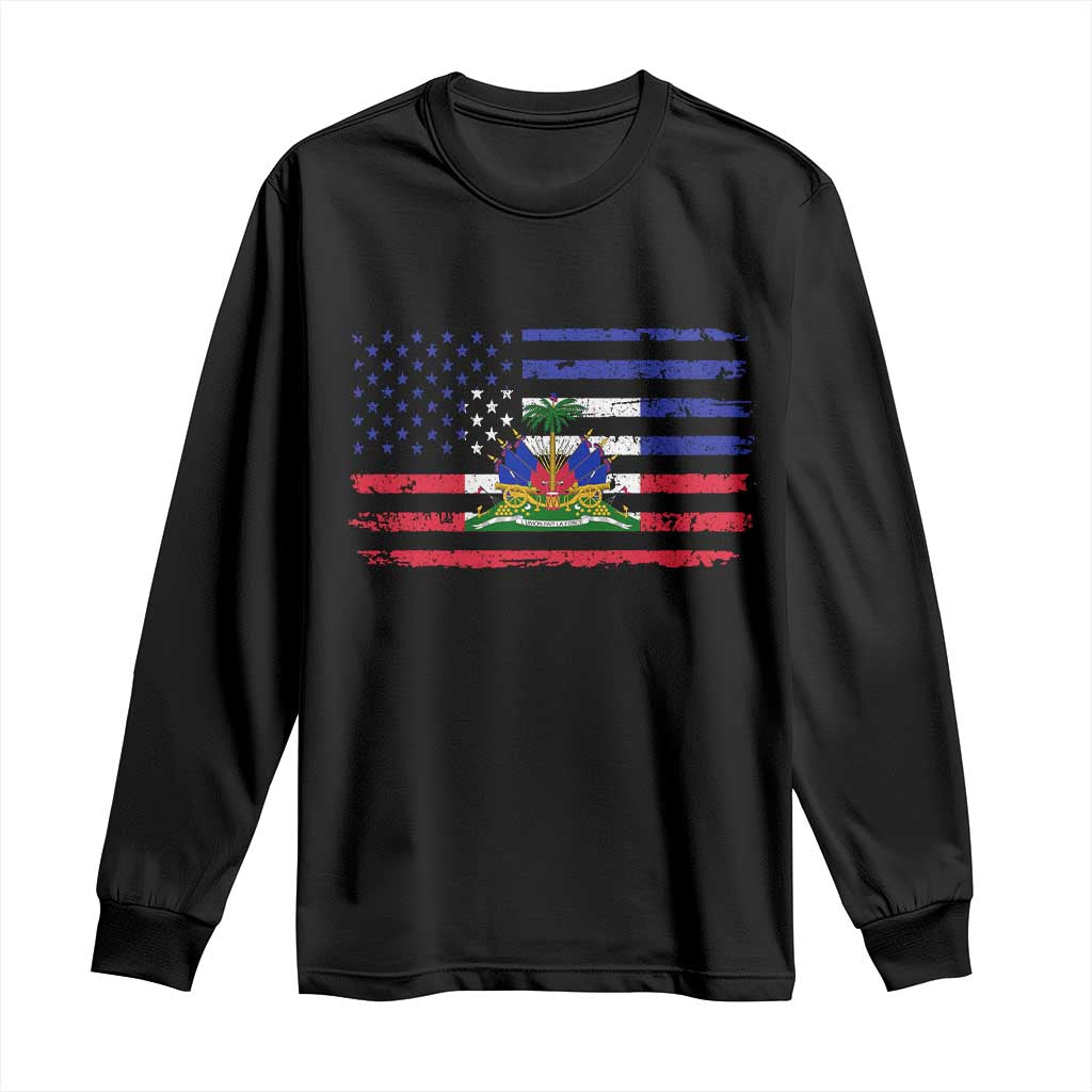 American Haitian Haiti USA Flag Long Sleeve Shirt