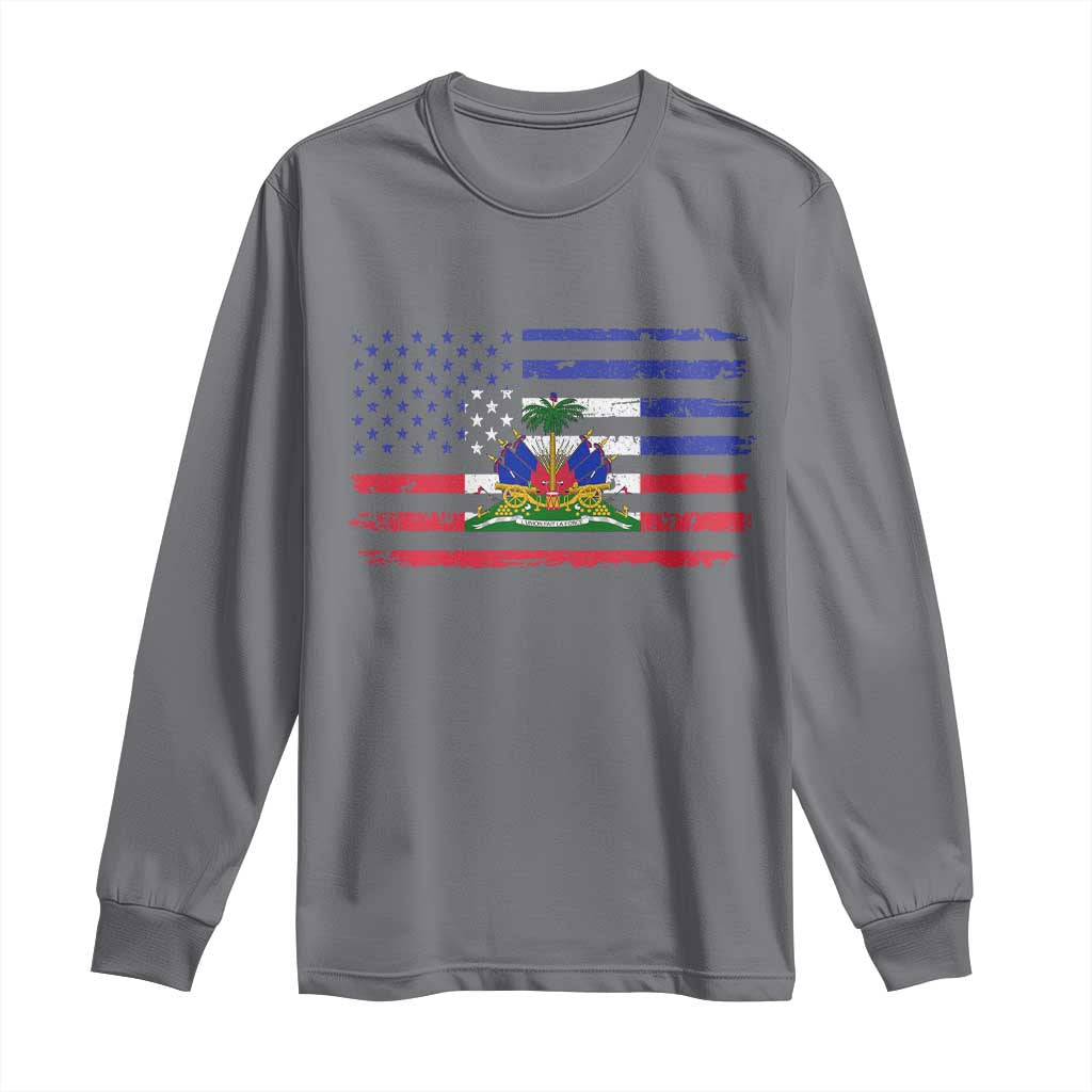 American Haitian Haiti USA Flag Long Sleeve Shirt
