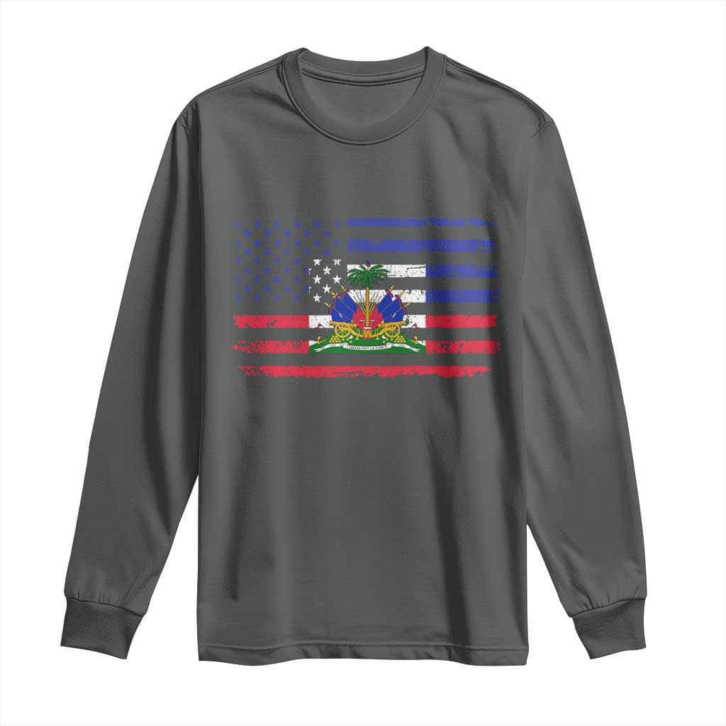 American Haitian Haiti USA Flag Long Sleeve Shirt