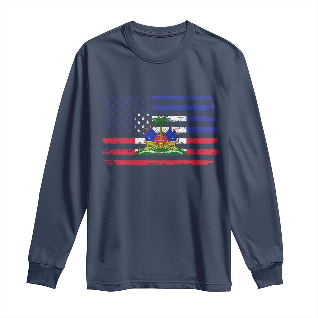 American Haitian Haiti USA Flag Long Sleeve Shirt