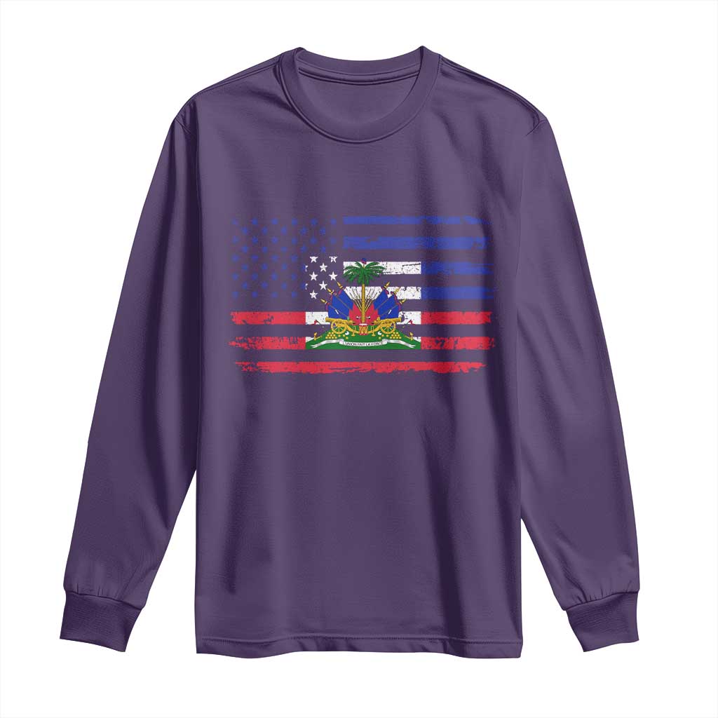 American Haitian Haiti USA Flag Long Sleeve Shirt