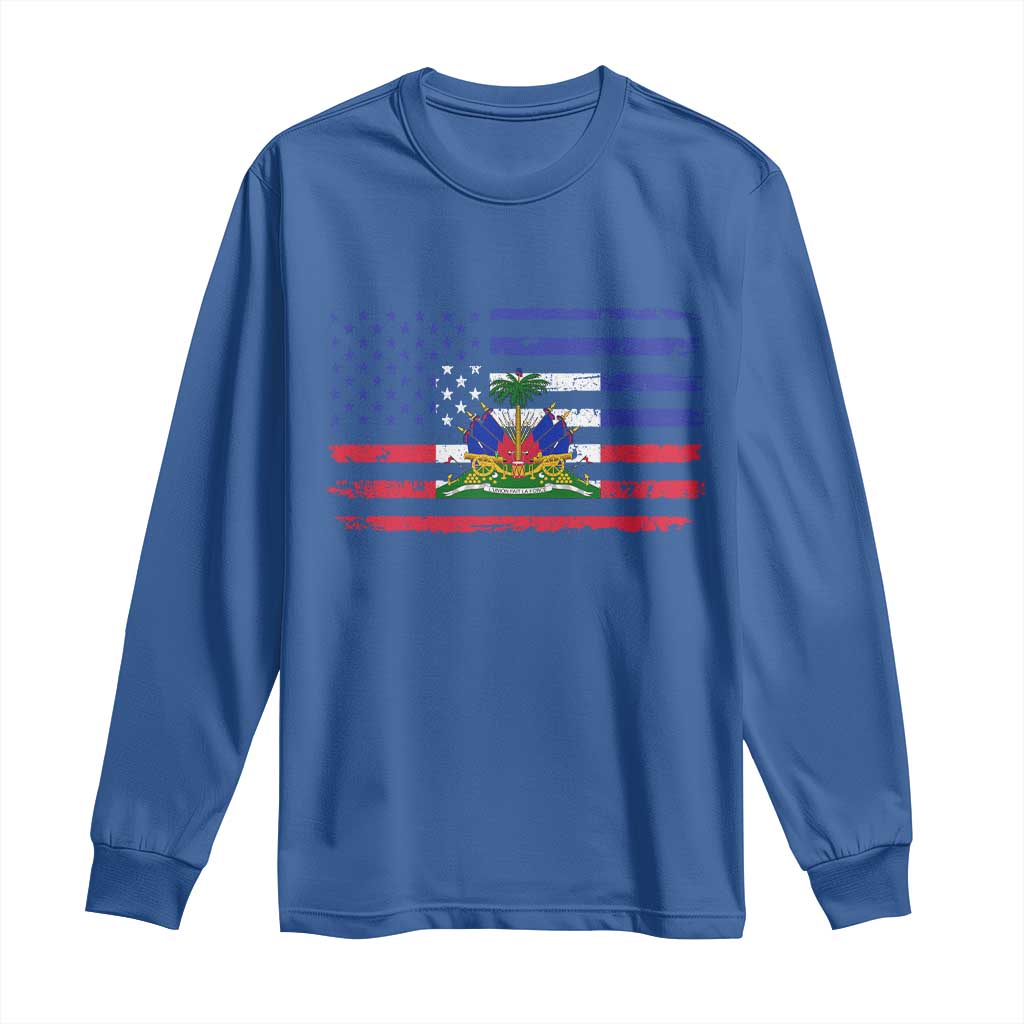 American Haitian Haiti USA Flag Long Sleeve Shirt