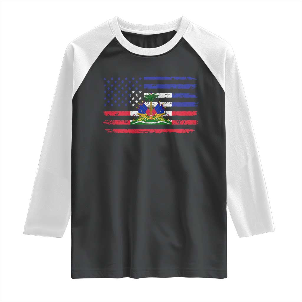 American Haitian Haiti USA Flag Raglan Shirt