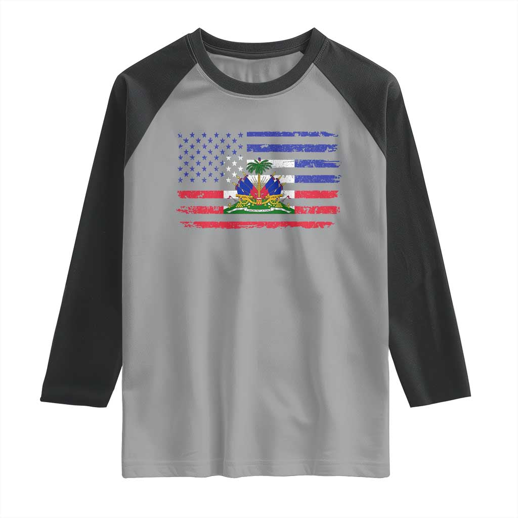 American Haitian Haiti USA Flag Raglan Shirt