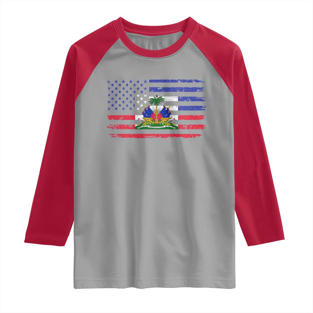 American Haitian Haiti USA Flag Raglan Shirt