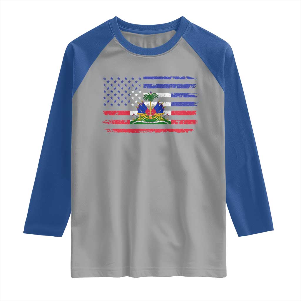 American Haitian Haiti USA Flag Raglan Shirt