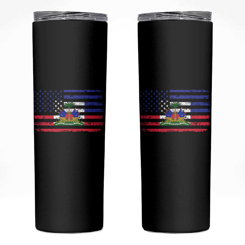 American Haitian Haiti USA Flag Skinny Tumbler