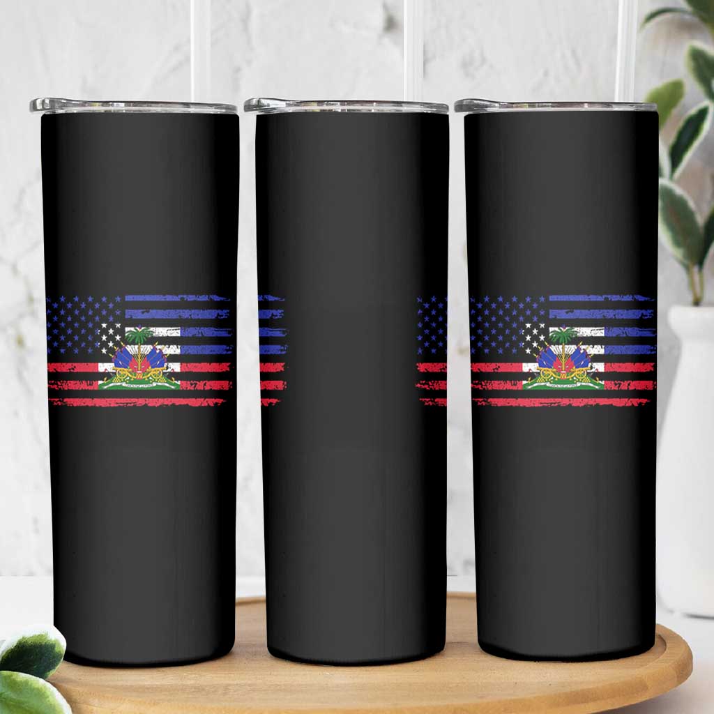 American Haitian Haiti USA Flag Skinny Tumbler