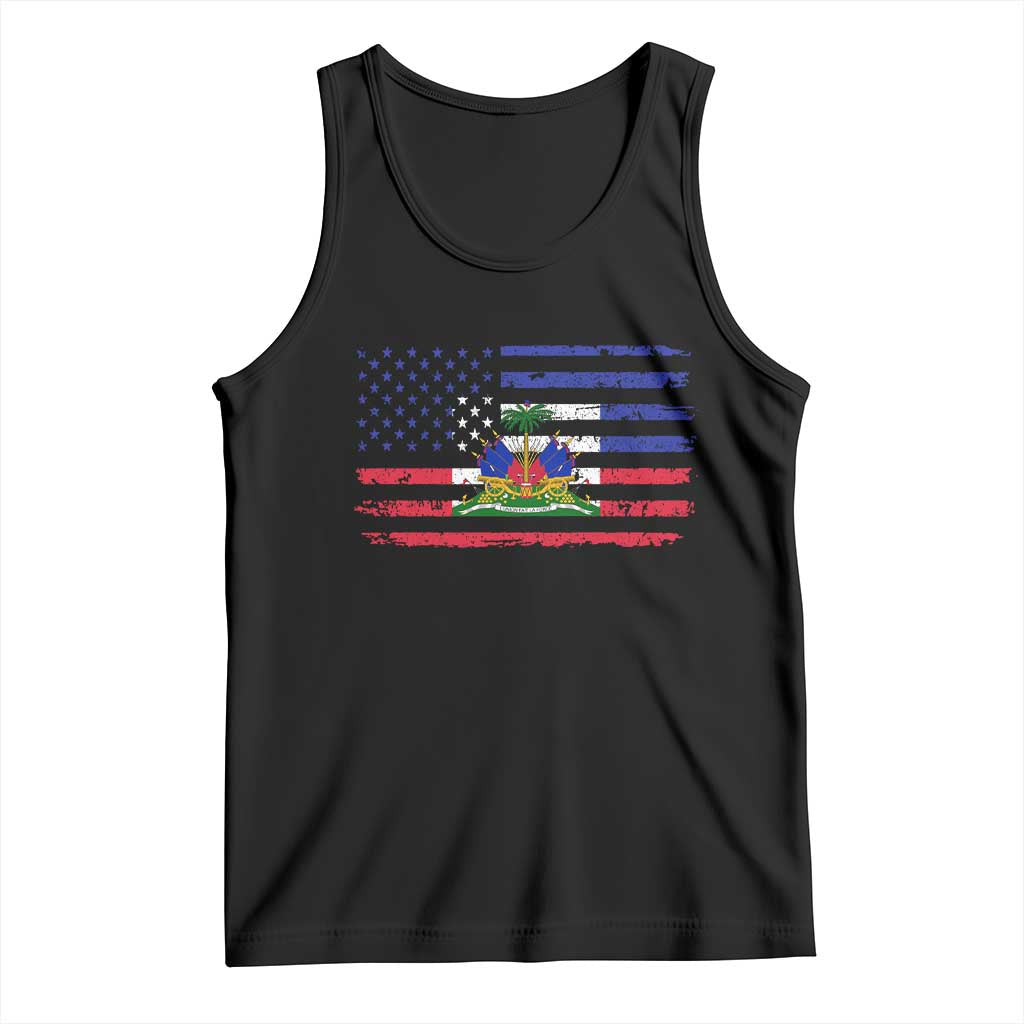American Haitian Haiti USA Flag Tank Top