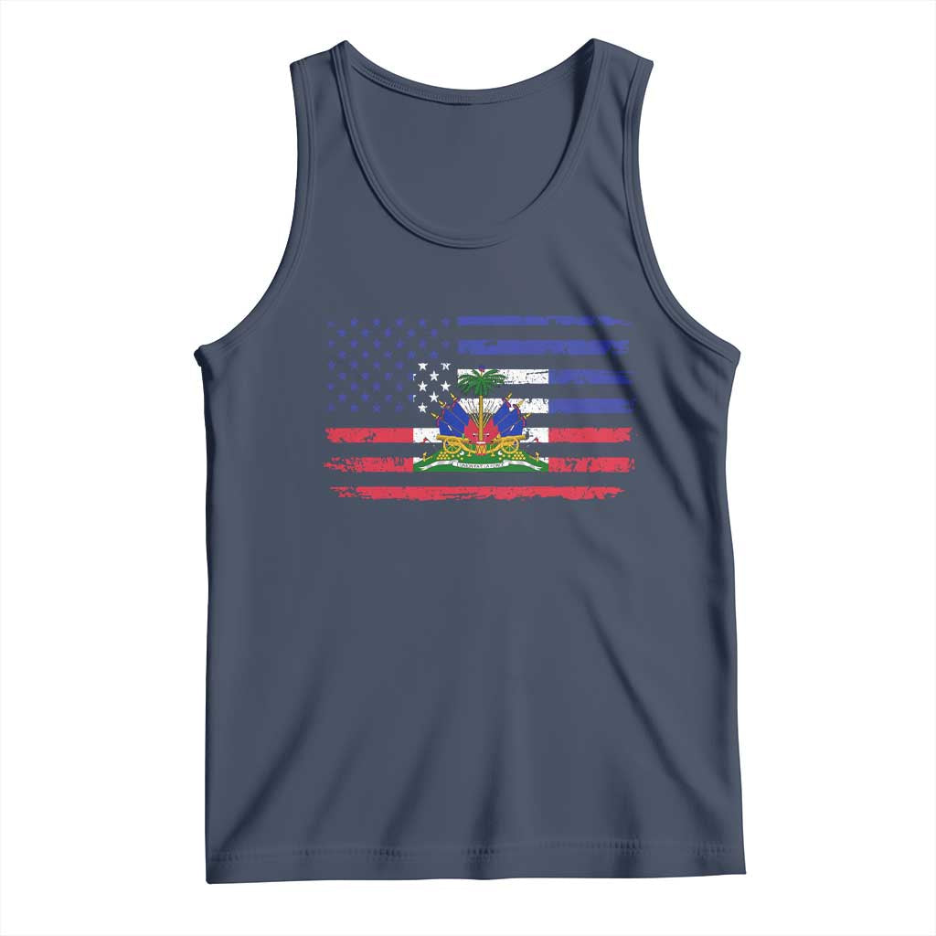 American Haitian Haiti USA Flag Tank Top