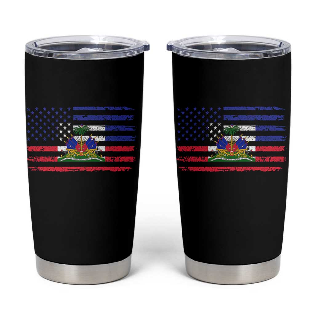 American Haitian Haiti USA Flag Tumbler Cup
