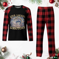 Funny Live Laugh Lobotomy Plaid Pajama Set Dolphin Meme Silly Unhinged Joke - Wonder Print Shop