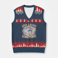 Funny Live Laugh Lobotomy V-Neck Knit Sweater Vest Dolphin Meme Silly Unhinged Joke - Wonder Print Shop