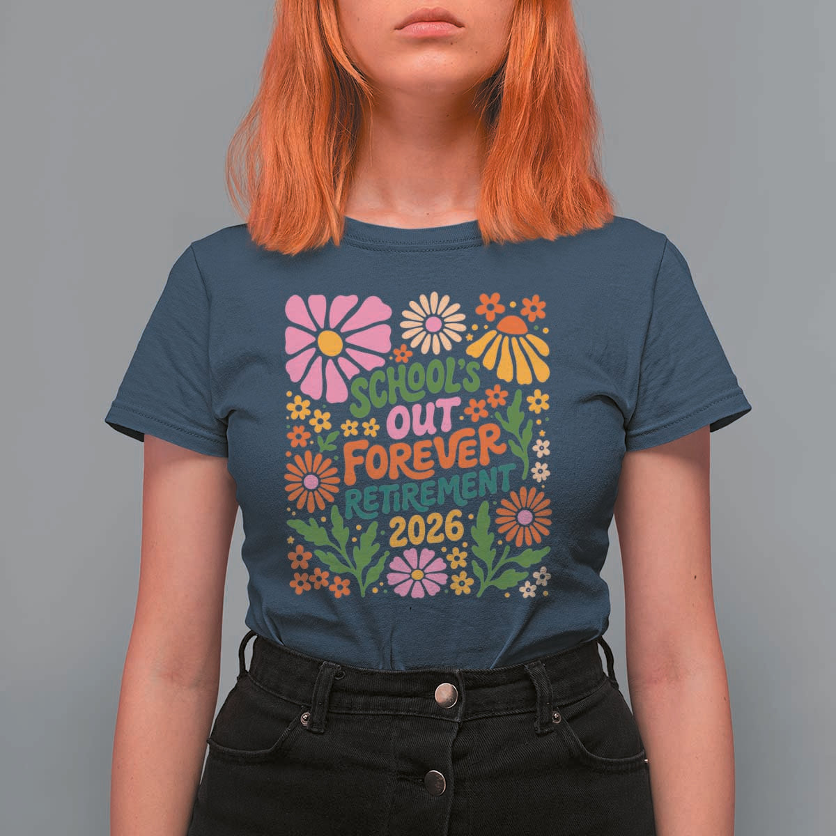 Schools Out Forever Retirement 2026 T Shirt For Women Retired Teacher Summer Retro Floral