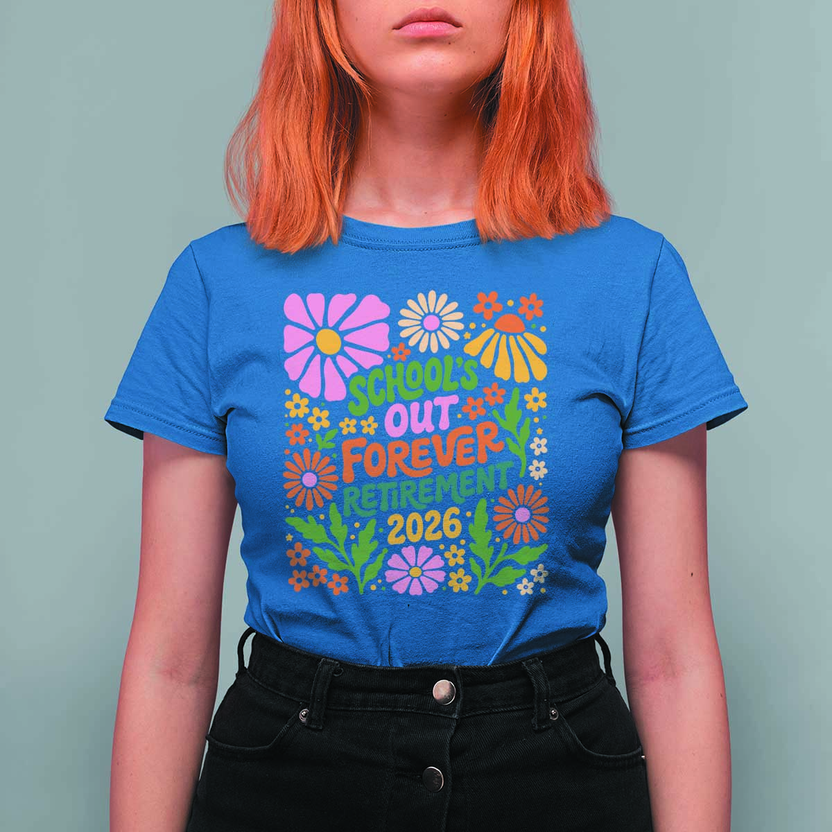 Schools Out Forever Retirement 2026 T Shirt For Women Retired Teacher Summer Retro Floral