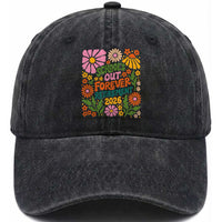 Schools Out Forever Retirement 2026 Washed Cotton Baseball Cap Retired Teacher Summer Retro Floral