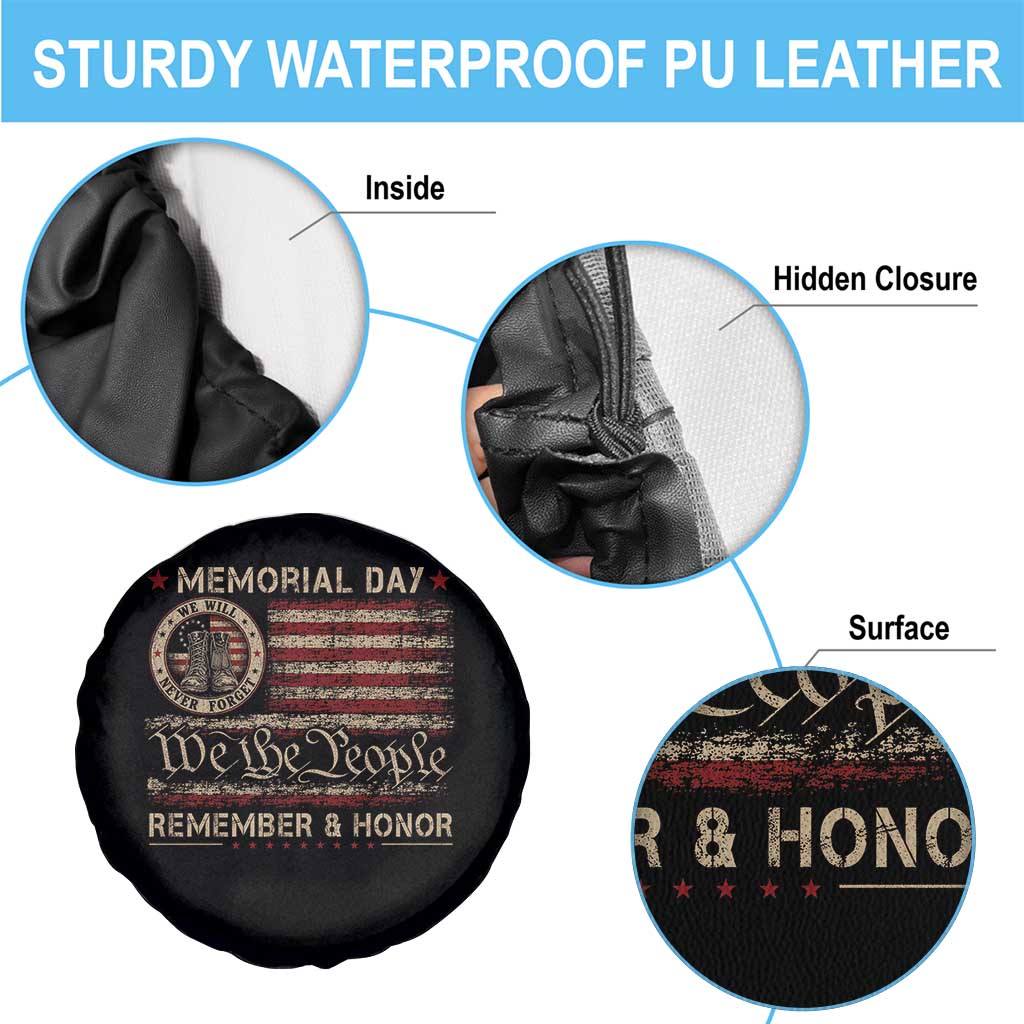Memorial Day Spare Tire Cover Remember And Honor Red Poppy Flower Military Veteran