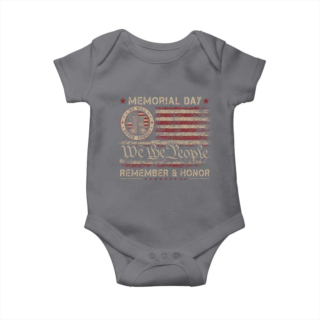 Memorial Day Baby Onesie Remember And Honor Red Poppy Flower Military Veteran